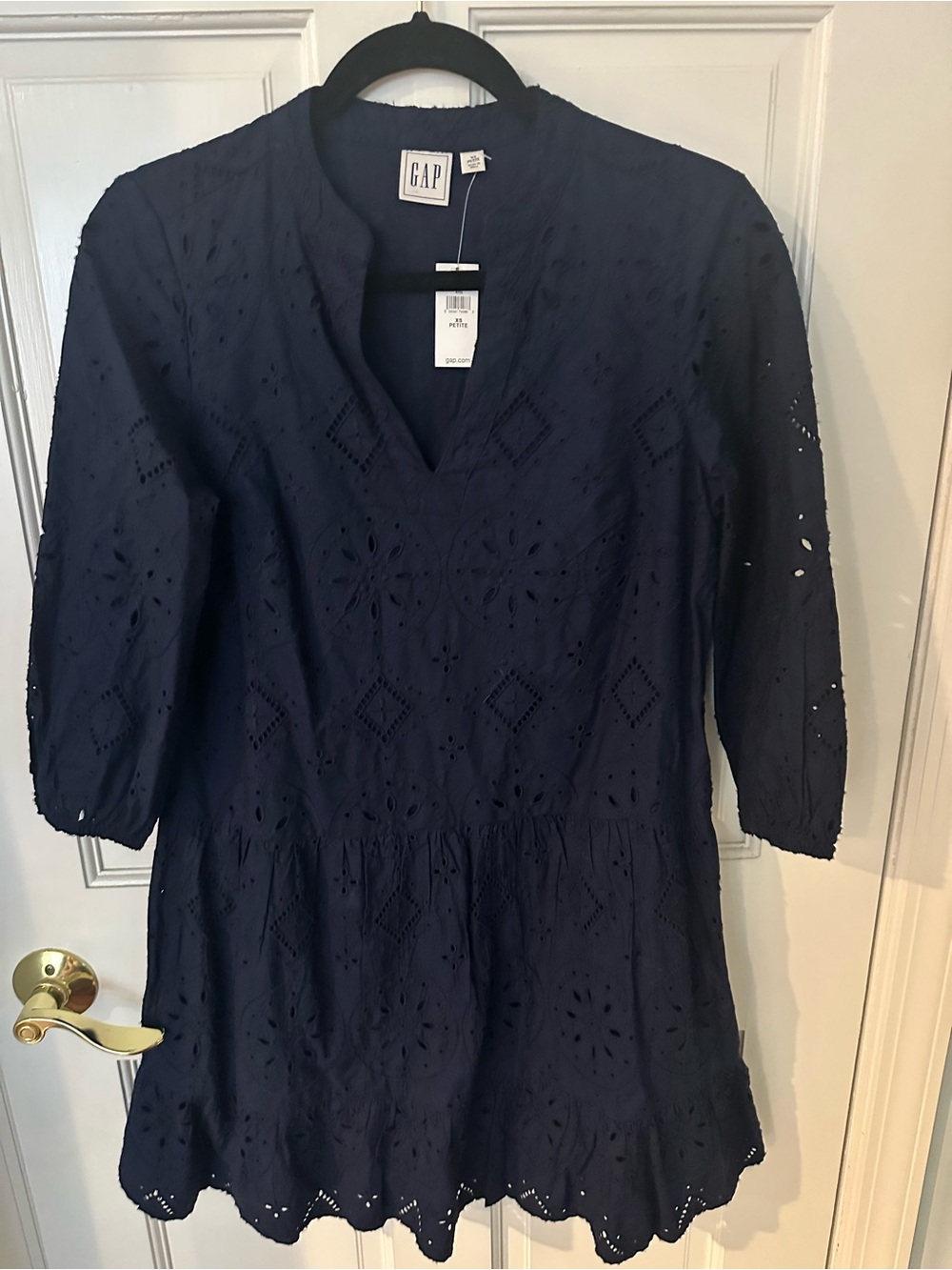 GAP Navy Cotton Eyelet V-Neck Tunic